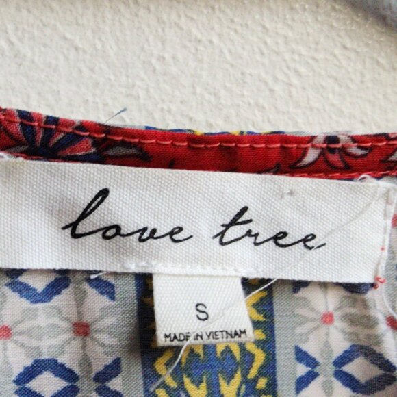 Love Tree Sheer Red Bohemian Style Open Blouse Size Small - Picture 8 of 15